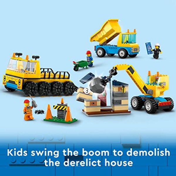 LEGO City Construction Trucks & Wrecking Ball Crane 60391 - Image 5