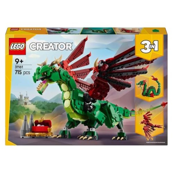 LEGO Creator 3in1 Medieval Dragon Figure, Creative Toy 31161 - Image 2