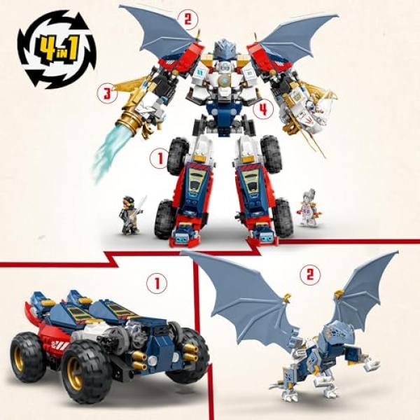 LEGO NINJAGO 4in1 Zane's Ultra Combiner Mech Ninja Toy 71834 - Image 2