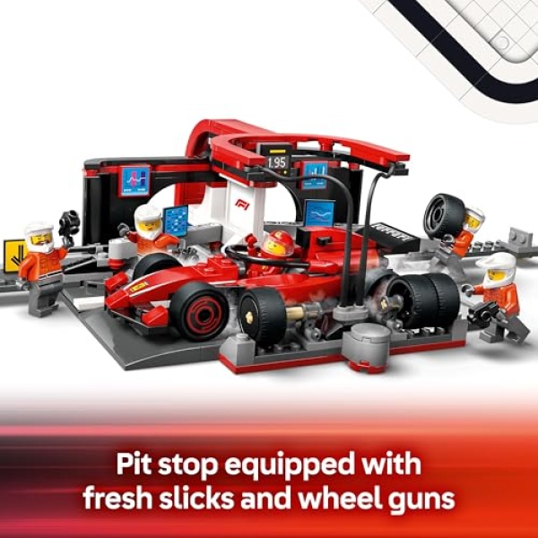 LEGO City F1 Pit Stop & Pit Crew with Ferrari Car Toy 60443 - Image 5