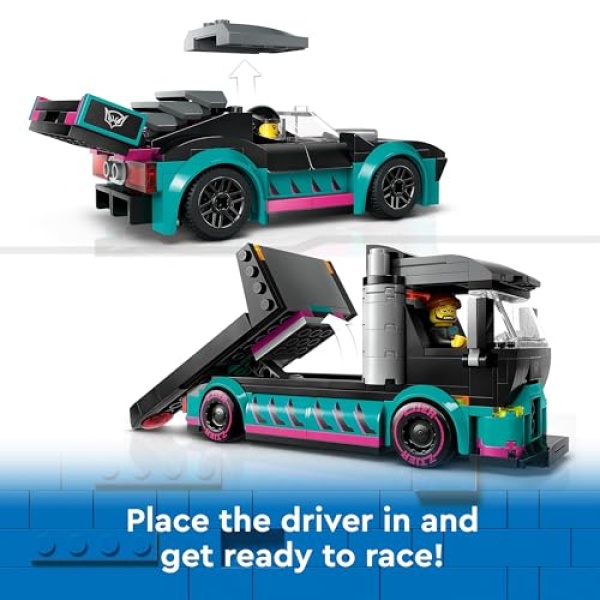 LEGO City Race Car and Car Carrier Truck Building Toys 60406 - Image 5