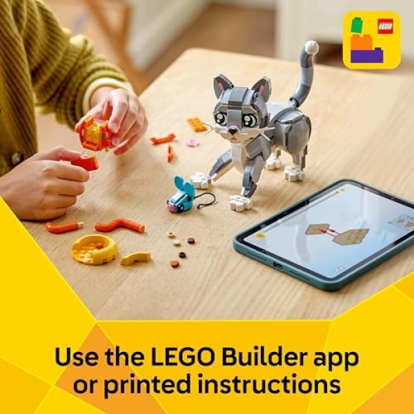 LEGO Creator 3in1 Playful Cat Figure, Toy Animal Set 31163 - Image 7