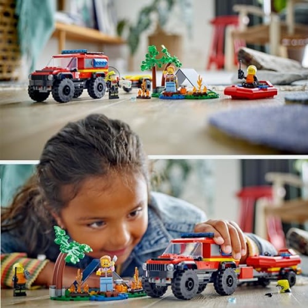 LEGO City 4x4 Fire Engine with Rescue Boat Toys 60412 - Image 5