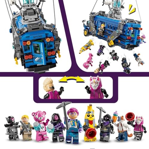 LEGO Fortnite Battle Bus Toy Set with 9 Characters 77073 - Image 3
