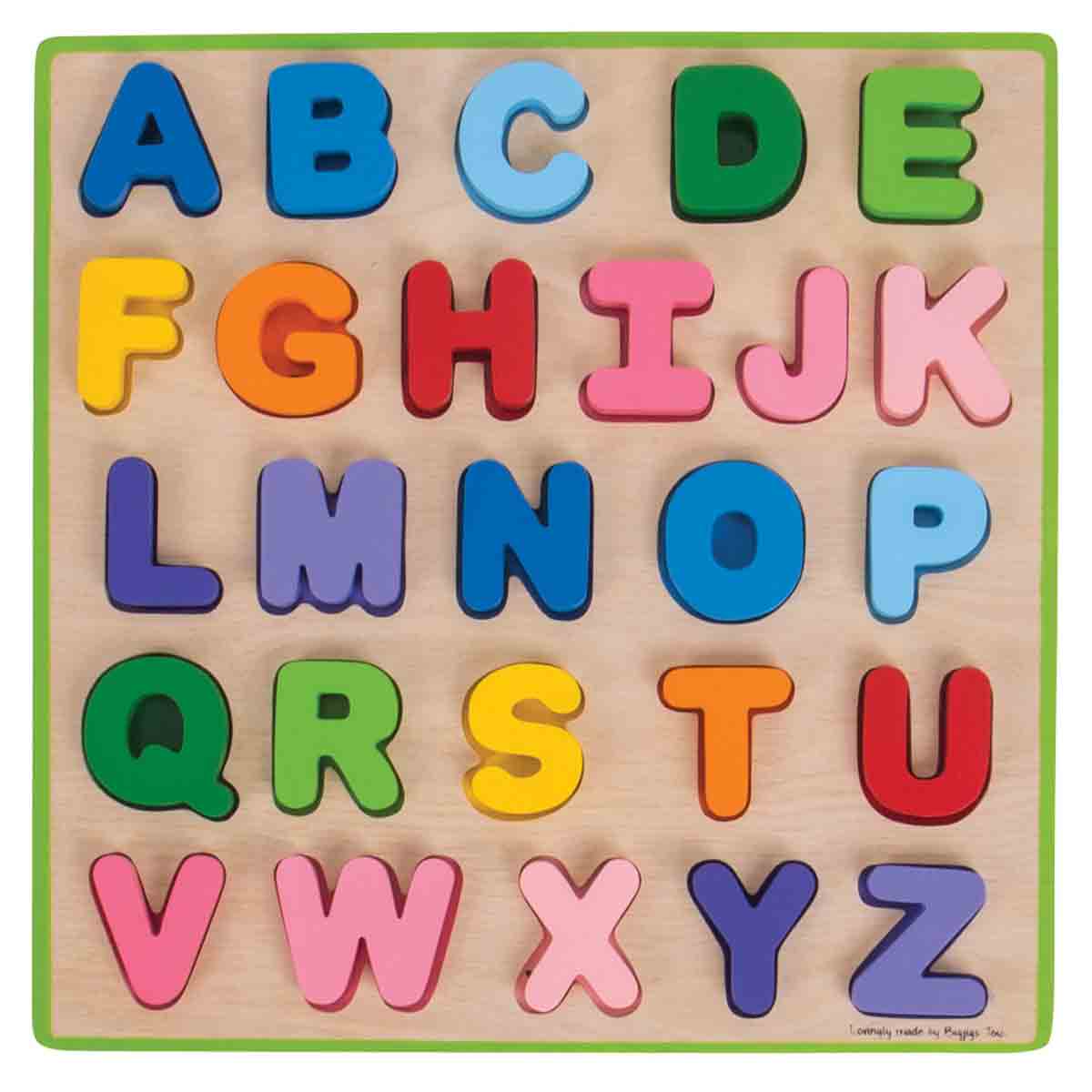 Bigjigs Toys Wooden Abc Puzzle, Includes 26 Chunky Letters, Multi