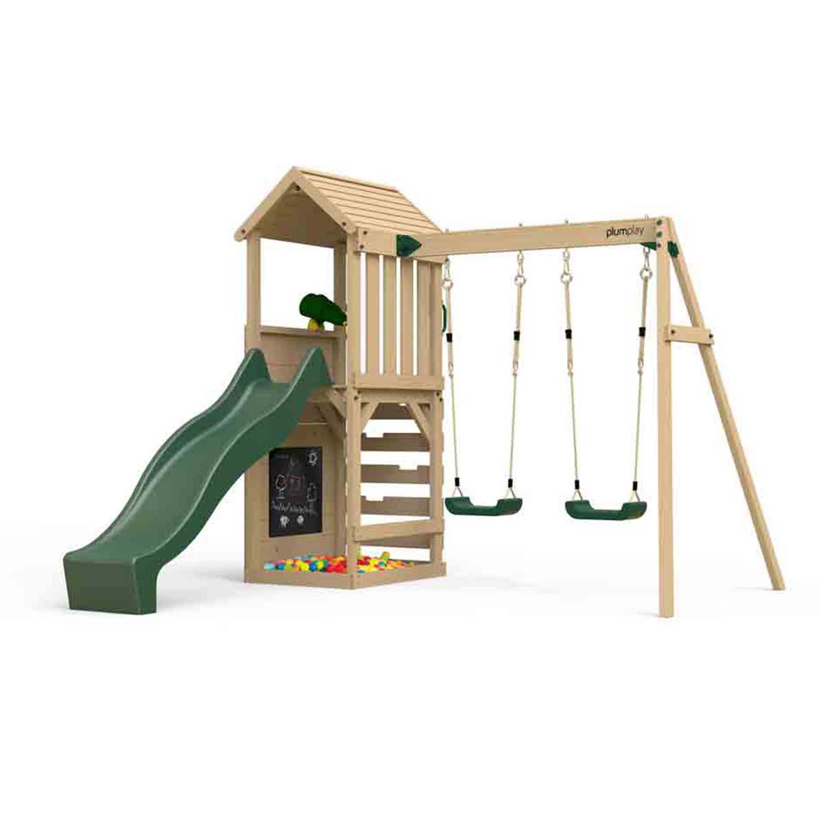 Plum Lookout Tower Wooden Climbing Frame with Swings.